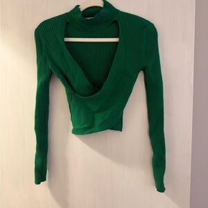 Zara Emerald Ribbed Knit Top